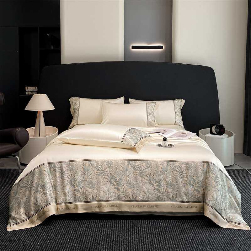 夏季裸睡冰丝四件套双面丝滑水洗真丝床单刺绣被套床笠床上用品