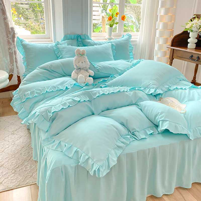 网红加厚磨毛四件套韩版公主风床裙床罩床单被套床上用品