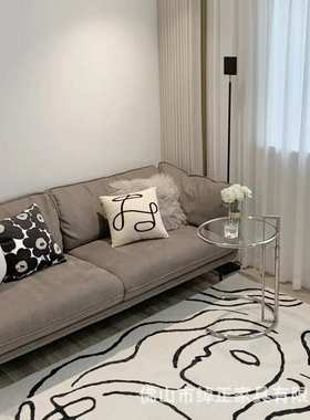 北欧表情意式简约HUG科技布布艺沙发三人四人转角羽绒褐灰色KS05