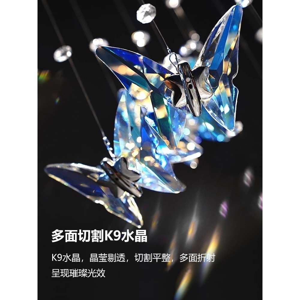 蝴蝶水晶吊灯餐厅吊灯别墅客厅吊灯现代简约新款复式楼楼梯长大吊