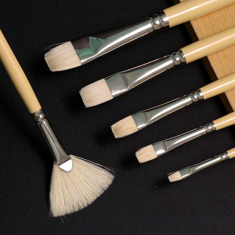 进口温莎牛顿艺术家猪鬃油画笔丙烯水粉绘画笔长/短平头圆头单支