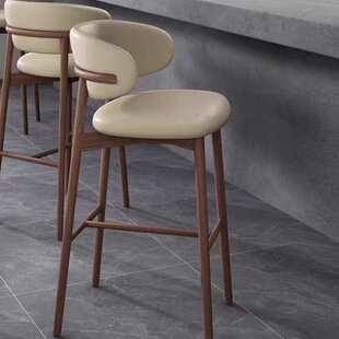现代实木吧台椅北欧厨房椅子家用小型餐椅靠背酒店餐厅休闲高脚椅