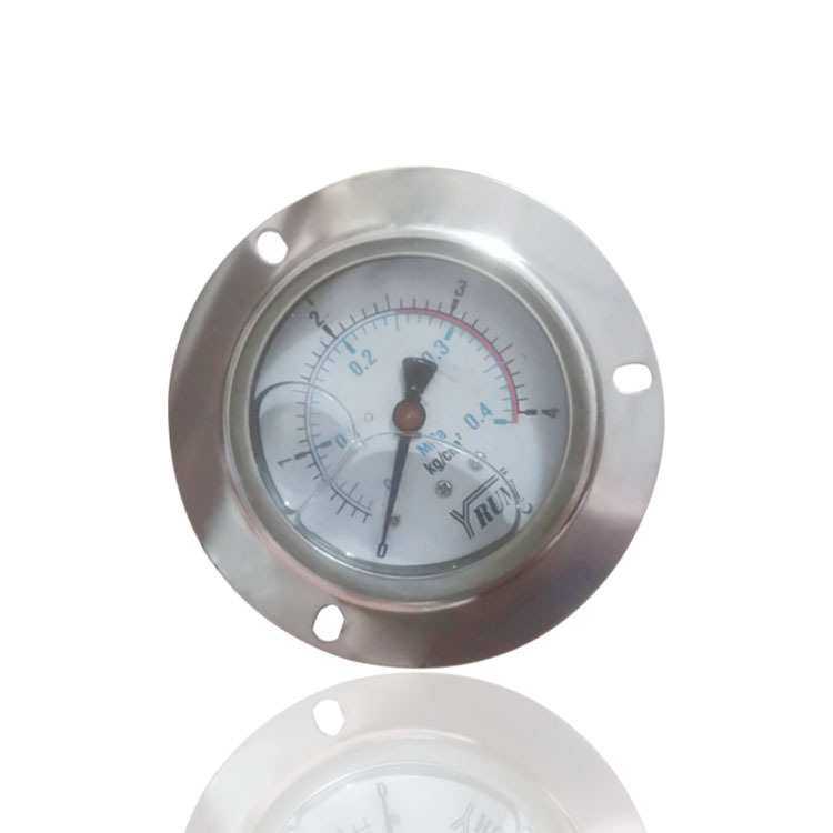 YRUN油润不锈钢压力表轴向带前边埋入式崁入式YBN63ZT 4KG/0.4MPA