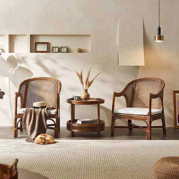 民宿天然藤椅靠背沙发椅客厅藤编单人位桌椅组合边几三件套,3C数码配件,USB灯,淘宝优惠券,粉丝福利购,淘宝优惠卷