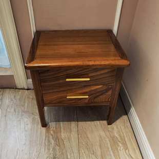 高端别墅乌金木全实木床头柜现代新中式乌金木床边柜轻奢收纳柜子