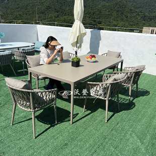 沃登室外庭院花园桌椅北欧咖啡厅藤椅样板房露台阳台家具藤艺桌子