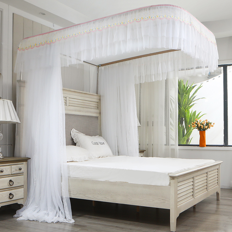 导轨蚊帐b2022新款家用u型轨道加厚加密高级卧室公主风落地免安装