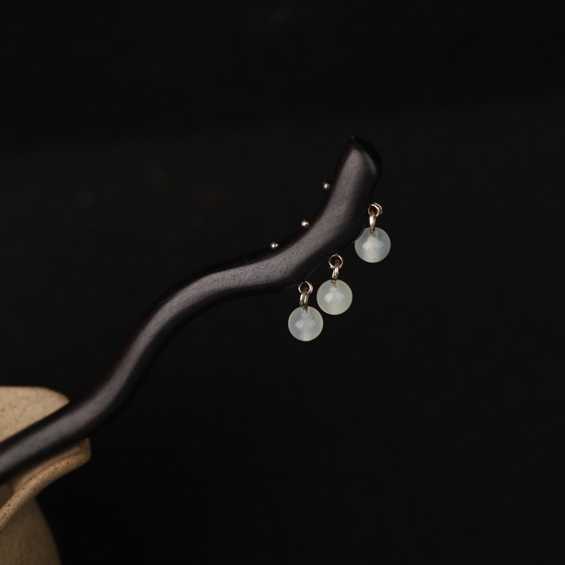 发簪古风女岫玉中国风p简约现代高级感步摇钗子新中式盘发檀木簪