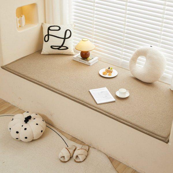 防水泰迪绒飘窗垫窗台垫子防污防滑四季通用2023新款榻榻米坐垫子