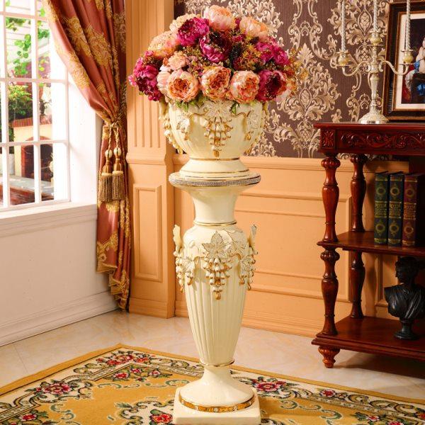 欧式罗马柱子摆件客厅高档奢华大花瓶陶瓷落地花瓶插花艺装饰花盆,家居饰品,花瓶,淘宝优惠券,粉丝福利购,淘宝优惠卷