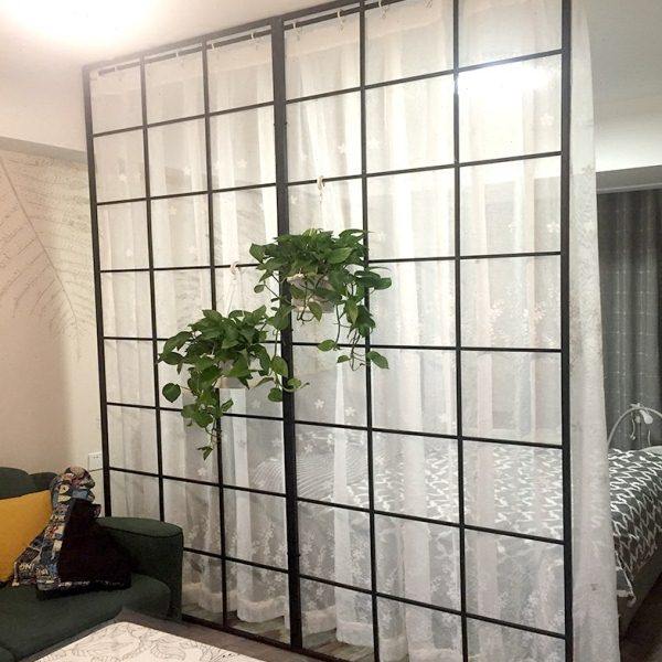 北欧铁艺玻璃隔断 客厅玄关现代简约镂空屏风 卧室房间隔断墙装饰