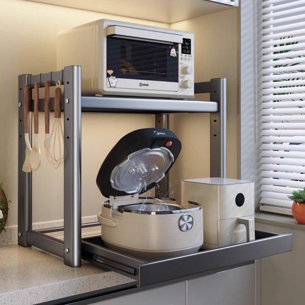 厨房微波炉置物架台面多功能可抽拉多层加粗支架电饭煲烤箱收纳架,厨房/烹饪用具,微波炉置物架,淘宝优惠券,粉丝福利购,淘宝优惠卷
