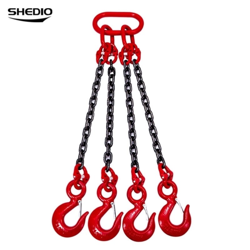 晟雕定做Gc80锰钢起重炼条吊索具组合吊钩吊环组合起重吊具5吨4腿