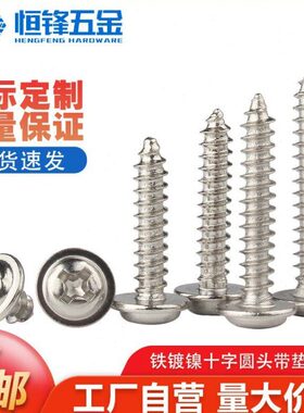 A镀镍P钉M3WM3圆头带螺丝螺钉尖尾M4M2//5十字盘头.自攻螺丝小垫