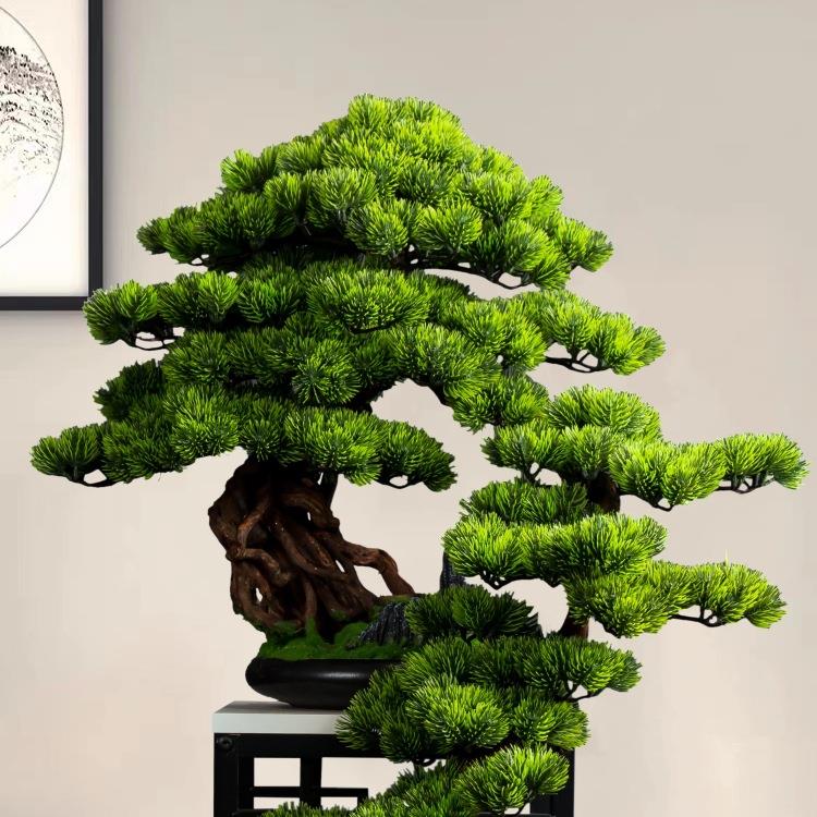 仿真迎客松大型摆件售楼部假松树绿植茶室盆景客厅办公室家饰装饰
