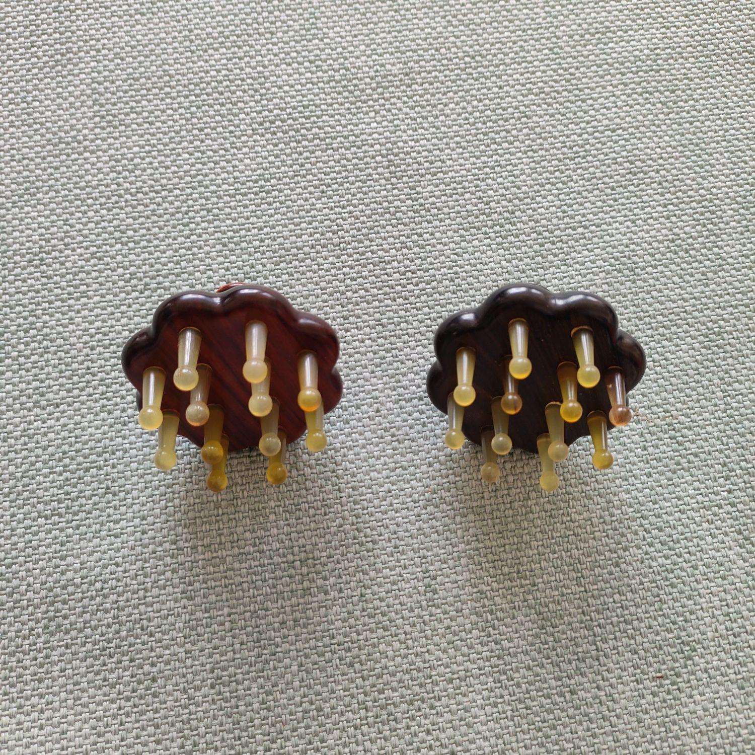 莲蓬檀木丁丁梳按摩梳荷花按摩木梳子家用宽齿养发羊角头部经络梳