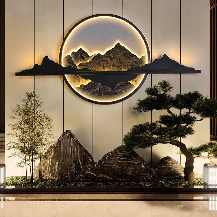 庭院壁灯太阳能户外灯新中式别墅围墙灯防水影壁墙造景装饰景观灯