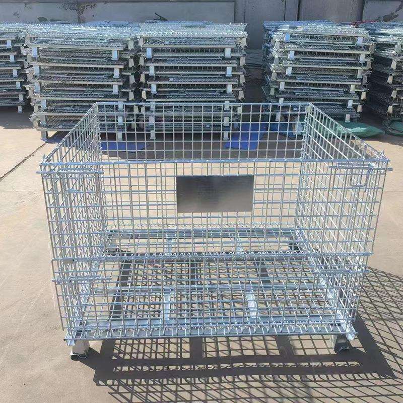 折叠仓储笼大铁框美固笼物流周转箱快递分拣筐网格铁丝镀锌移动筐