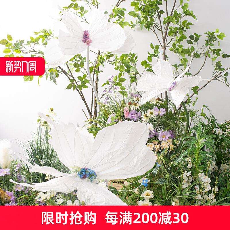 仿真蝴蝶纸花摆件网红橱窗造景装饰花艺道具拍照打卡区软装吊饰