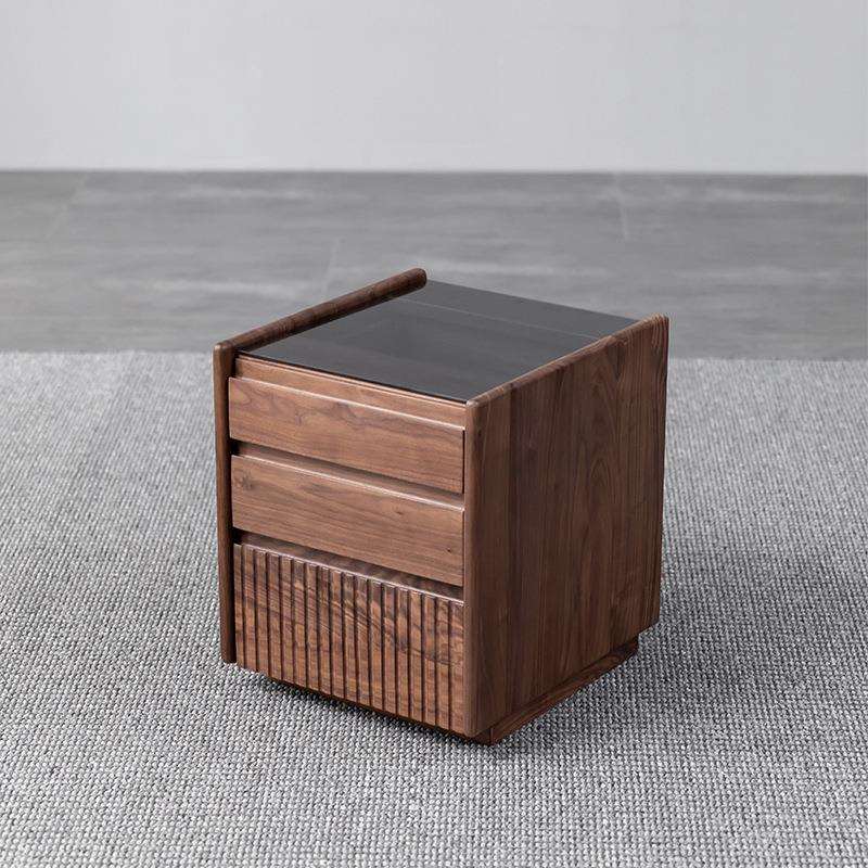 北欧黑胡桃木书桌边柜现代简约日式边几沙发边柜床头柜实木储物柜