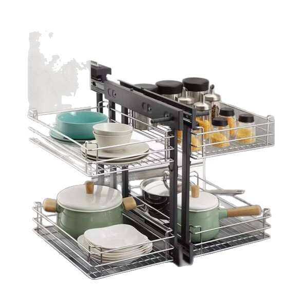 Universal Magic Corner Stainless Steel Kitchen Drawer Basket
