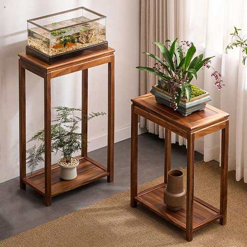 胡桃木沙发边几角几边柜小方桌子小茶几实木新中式花架鱼缸置物架