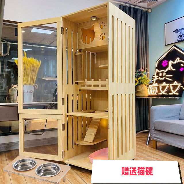 猫别墅实木豪华猫舍猫窝猫笼具猫展示柜猫繁育笼猫一体宠物笼热卖