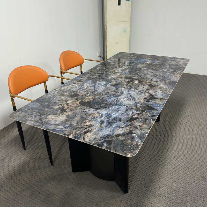 意式天然大理石奢华微晶石餐桌超晶石家用悬浮餐桌椅组合轻奢风