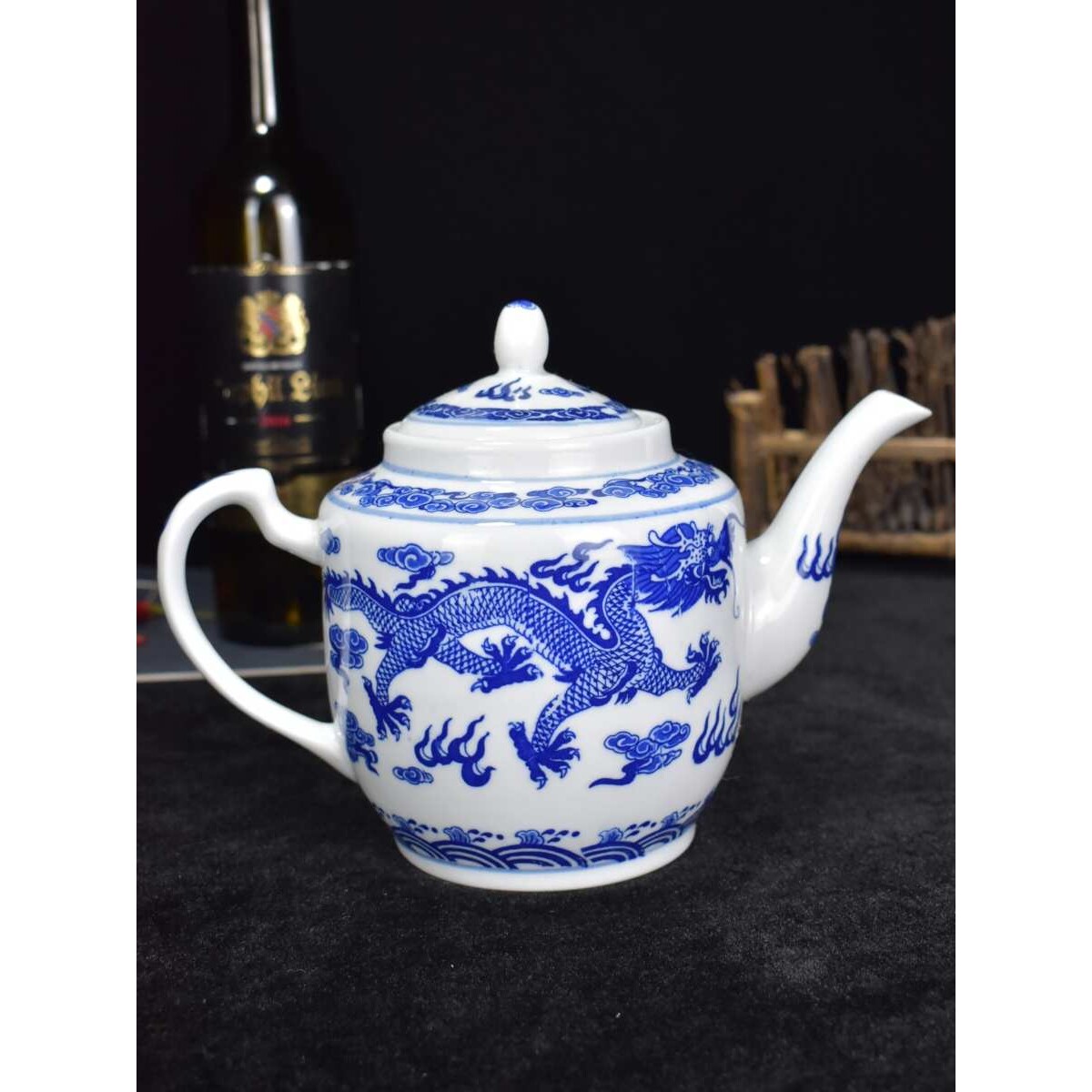 景德镇青花瓷茶壶陶瓷泡茶壶家用大容量凉水壶油壶老式怀旧釉下彩