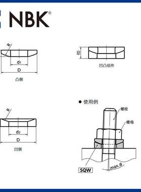 NBK SQWS球面垫圈止动片不锈钢插件对应底座倾斜机械零配件厂家