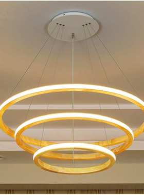 现代简约个性光环客厅吧台书房餐厅走廊实木餐吊灯D2020