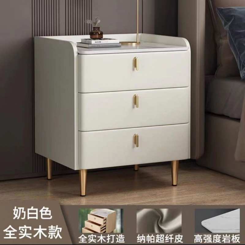 全实木轻奢入户床头柜客厅小网红收纳柜现代简约无线充电蓝牙音箱