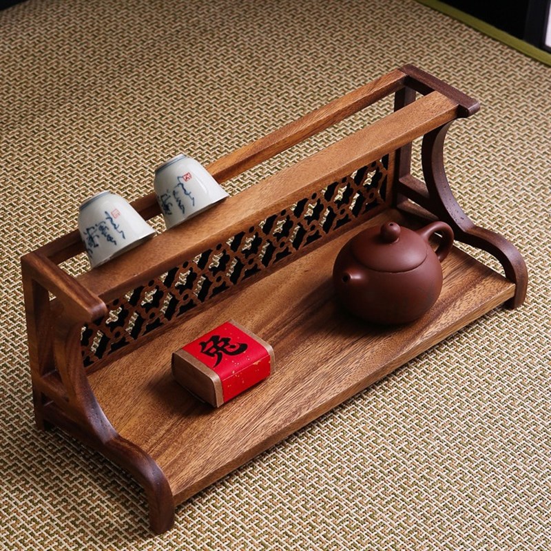 黑胡桃木茶壶茶杯k架子茶具收纳柜实木中式展示架博古架小型置物