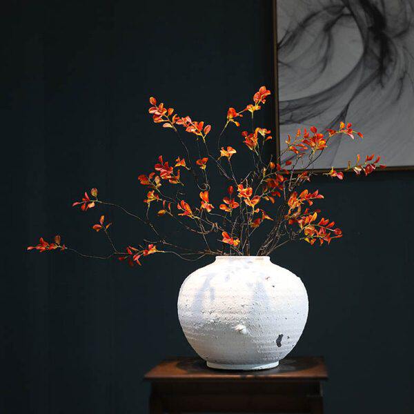 客厅简约现代装饰品摆件白色瓷大花瓶样板间粗陶酒店北欧轻奢民宿