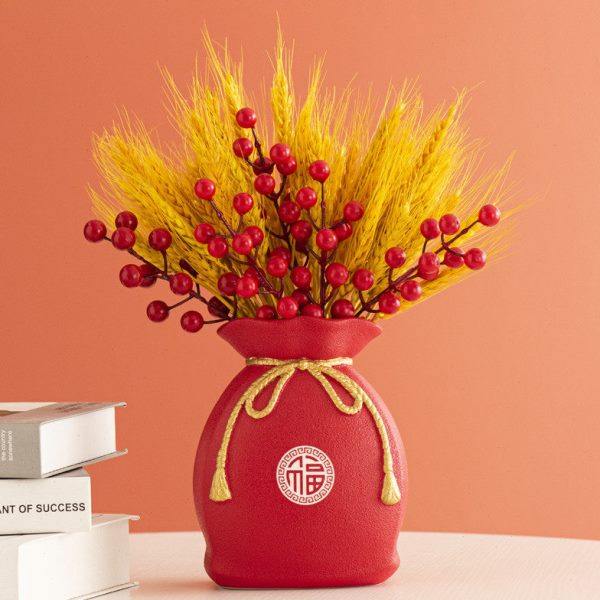 发财果麦穗福袋陶瓷花瓶摆件客厅招财大麦插花装饰收银台开业礼品,家居饰品,花瓶,淘宝优惠券,粉丝福利购,淘宝优惠卷