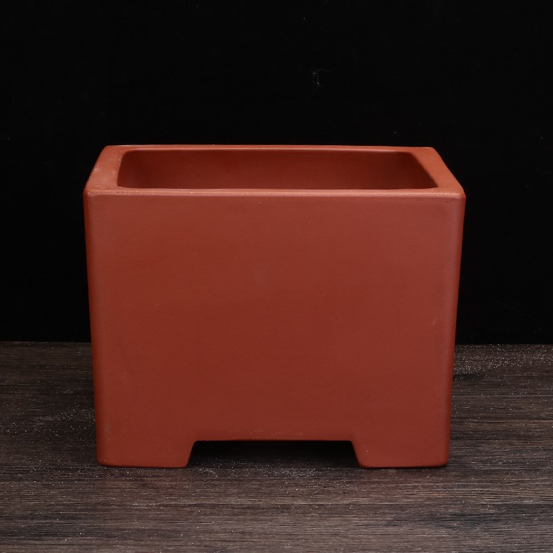 紫砂花盆粉浆精品桌面刻绘盆景盆B大号四方腰圆榕树文竹老桩中国