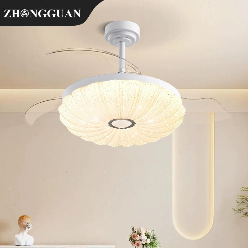 云朵奶油星光隐形风扇灯客厅书房餐厅隐形扇轻奢家用洁白隐形扇
