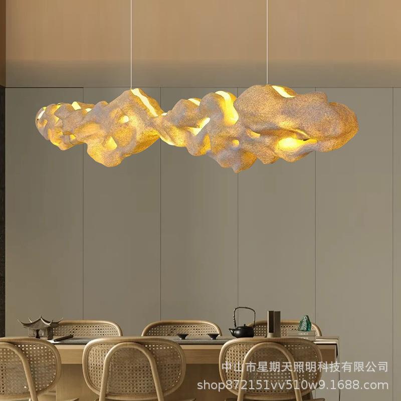 北欧设计师复古风仿真石头异形装饰吊灯茶室吧台商场橱窗挂饰灯具