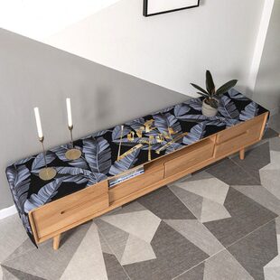 经典黑金电视柜桌布北欧电视柜布盖布防尘棉麻防水电视柜桌布布艺