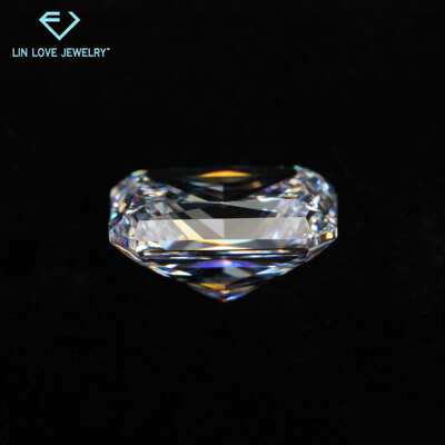 厂家  长方倒角车花莫桑石裸石 D色超白莫桑石秒过测钻笔