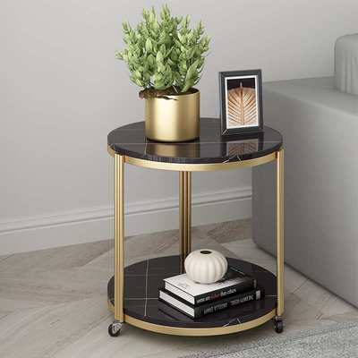 北欧可移动小茶几简约圆形带轮子沙发边几轻奢客厅角几卧室创意桌