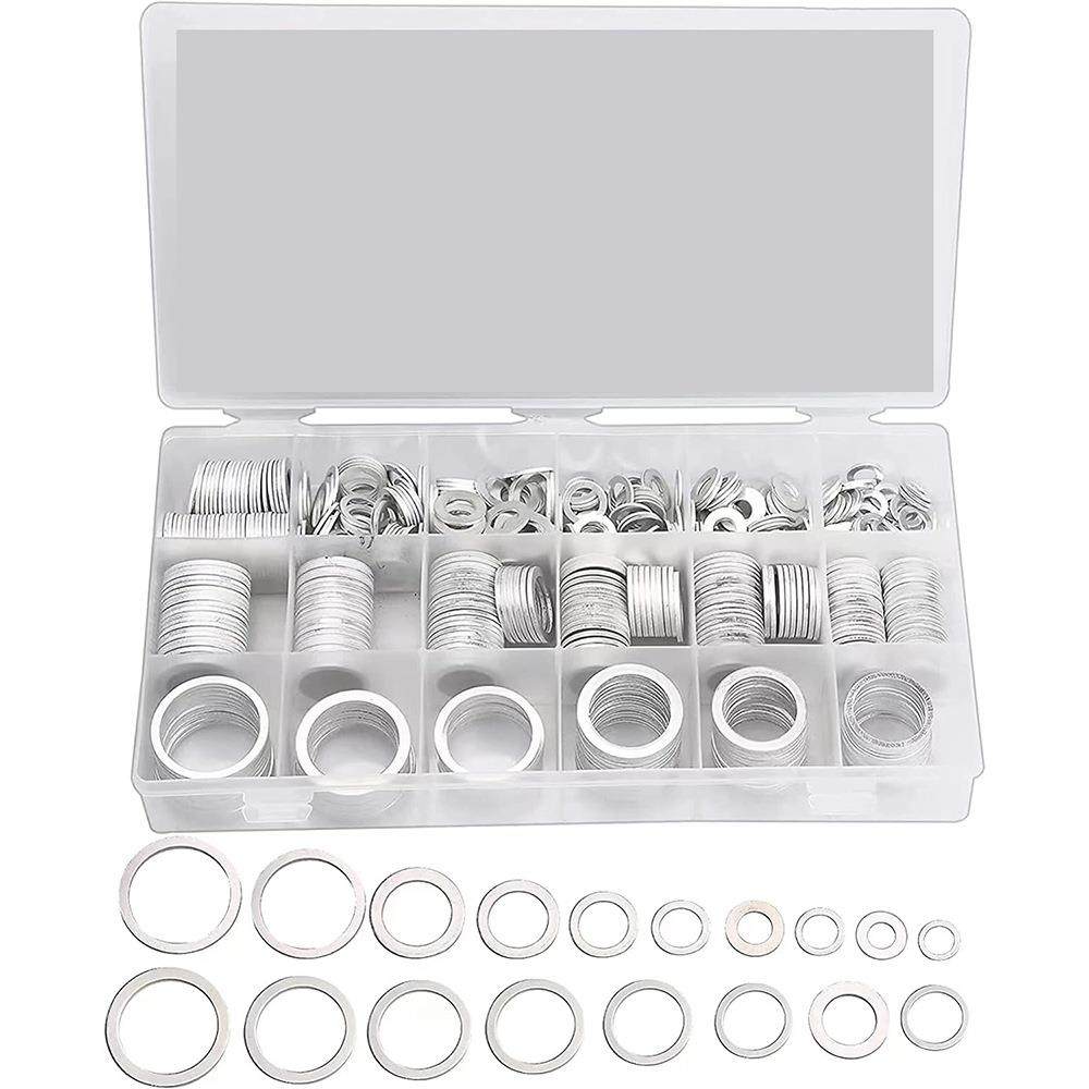 跨境568PCS盒装铝垫圈铝垫片铝密封圈/平垫圈排水塞平垫油塞