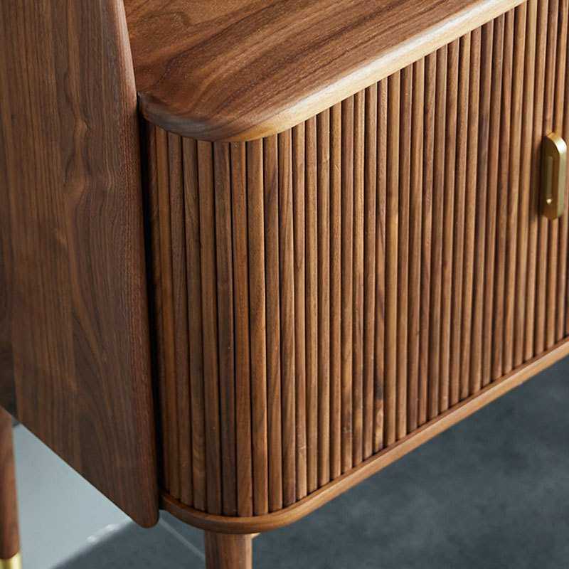 北欧实木黑胡桃木边柜现代简约电视柜旁茶水储物酒柜日式客厅立柜