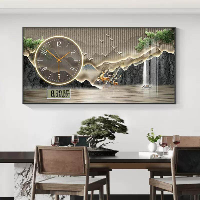 万年历大尺寸电表箱装饰画新中式电子钟表挂钟遮挡配电箱客厅挂画