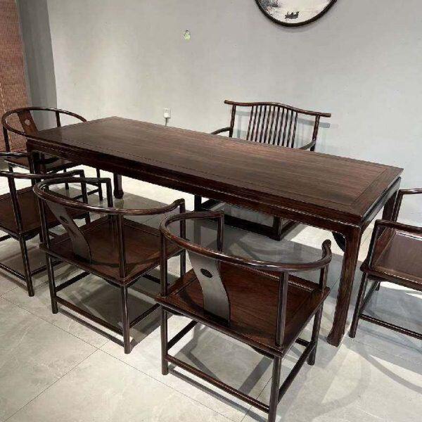 禅意茶台新中式实木茶桌椅组合办公室茶几方北现代简约功夫老榆木