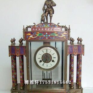 家居做旧道具时报钟欧式壁炉收藏机械座钟纯铜黄铜钟表工艺表电影