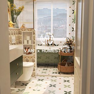 格林童话厨房法式梵厕所复古小花砖地砖内墙砖卫生间浴室瓷砖