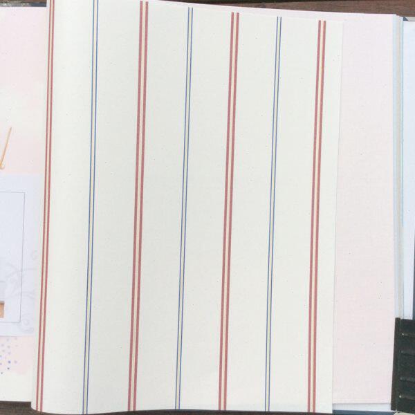 北红保蓝白台墙纸卧室背景墙环壁纸无纺布壁纸客厅竖条纹现代简约