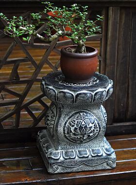 新中式复古仿石凳子人造石墩子盆景底座户外庭院花园换鞋坐凳摆件