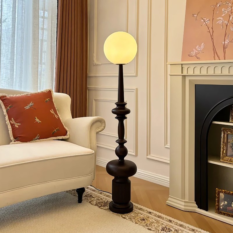 意大利复古罗马柱落n地灯客厅沙发旁边轻奢卧室中古高级感床头台